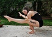 do an acrobatic pose to promote your logo\business small2