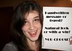 hold a sign saying WHATEVER you want in a wig small2