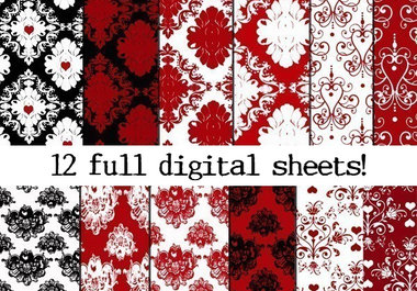 send you 12 digital sheets of Valentine scrapbooking paper big2