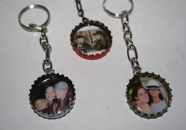 make 1 beer bottle cap keychain with a digital image, 3 beer cap magnets, 3 picture magnets, or 3 double sided caps w/ picture/beer logo big2
