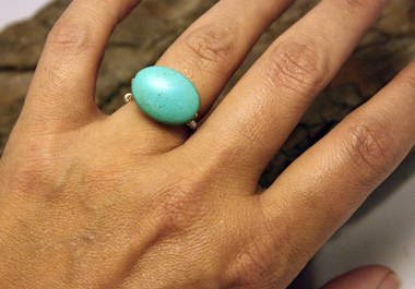 make a sterling silver oval Turquoise ring big2
