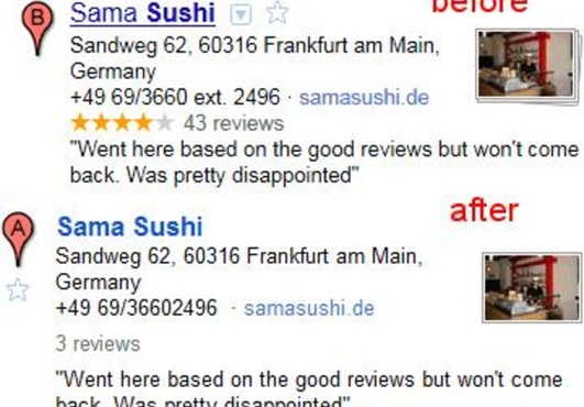 optimize your Google Places by LOCALLY feeding 5 positive reviews, over 30 days, on your Google Places listing, Google Places big2