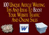give you my special report with 100 article writing ideas with PLR included small2