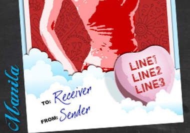 make your PHOTO into Valentine postcard style design big3
