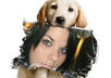 create a beautiful image of a cute little dog holding your portrait photo with its mouth small3