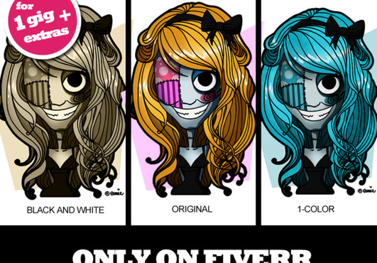 create a Tim Burton inspired cartoon portrait of you or anyone you know big3