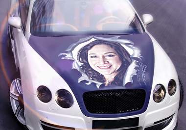 photoshop 2 of your pictures onto the hood of a white Bentley big3