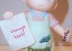 create a picture for you of a Ceramic Figure with a message of your choice placed on the sign
