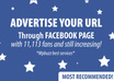promote or Advertise your url on my facebook page with 12,800 fans