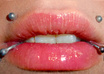 write any message on my pierced lips and take a photo