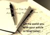 manually rewrite ONE 600 words or less article or blog