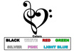 make x2 Bass and Treble Clef Music Heart Decal Stickers
