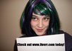 hold a sign saying WHATEVER you want in a wig small1