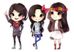 draw a full body colored chibi character without background