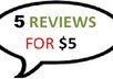 write 5 positive review for your business , product or website