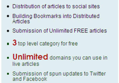 rewrite or spin and submit your article to Myarticlenetworks and Articleranks account big1