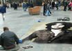 create sidewalk art illusion of your pic in busy city