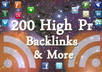 get over 200 High Pr DoFollow backlinks for your website, I will then social bookmark those links AND I will then submit and ping those urls
