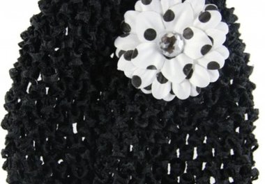 ship you a Black Beanie with Black Polka Dots Silk Daisy big1