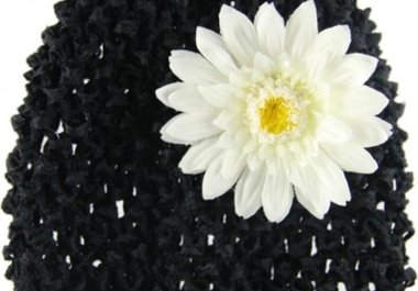 ship you a Black Beanie with White Silk Daisy big1