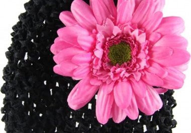 ship you a Black Beanie with Hot Pink Silk Daisy big1