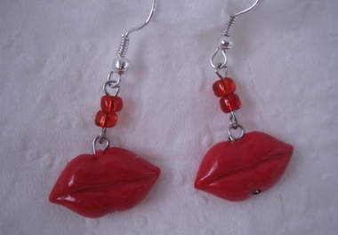 make a pair of Red  Lip Earrings big1