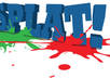 splatter your logo, company or product name with colors in 3D