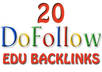 manually create 20 edu backlinks that are instant authority and DOFOLLOW from high pr edu sites for great seo boost just