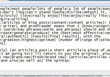 spin your 300 word article and provide you with 90 unique articles and the original SPINTAX in 2 days big1
