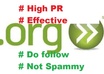 manually make 20 dofollow, effective, high PR org backlinks for your website