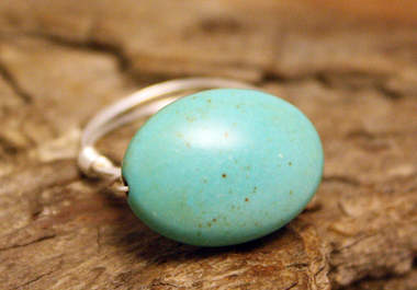 make a sterling silver oval Turquoise ring big1