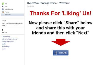 setup a hyper viral fan page software to your facebook fan page just big1