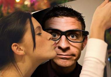 have a pretty girl take a picture kissing your photo or business picture big1