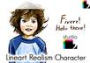 draw from your photo or description into cartoon character in this lineart realism style