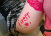 take a set of SEXY pictures in my lingerie with your advertising message written on my body small1